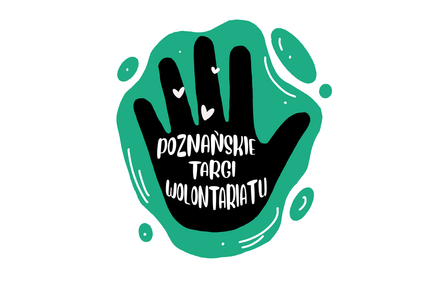Pomocna dłoń jako symbol wolontariatu. Logo Poznańskie Targi Wolontariatu
