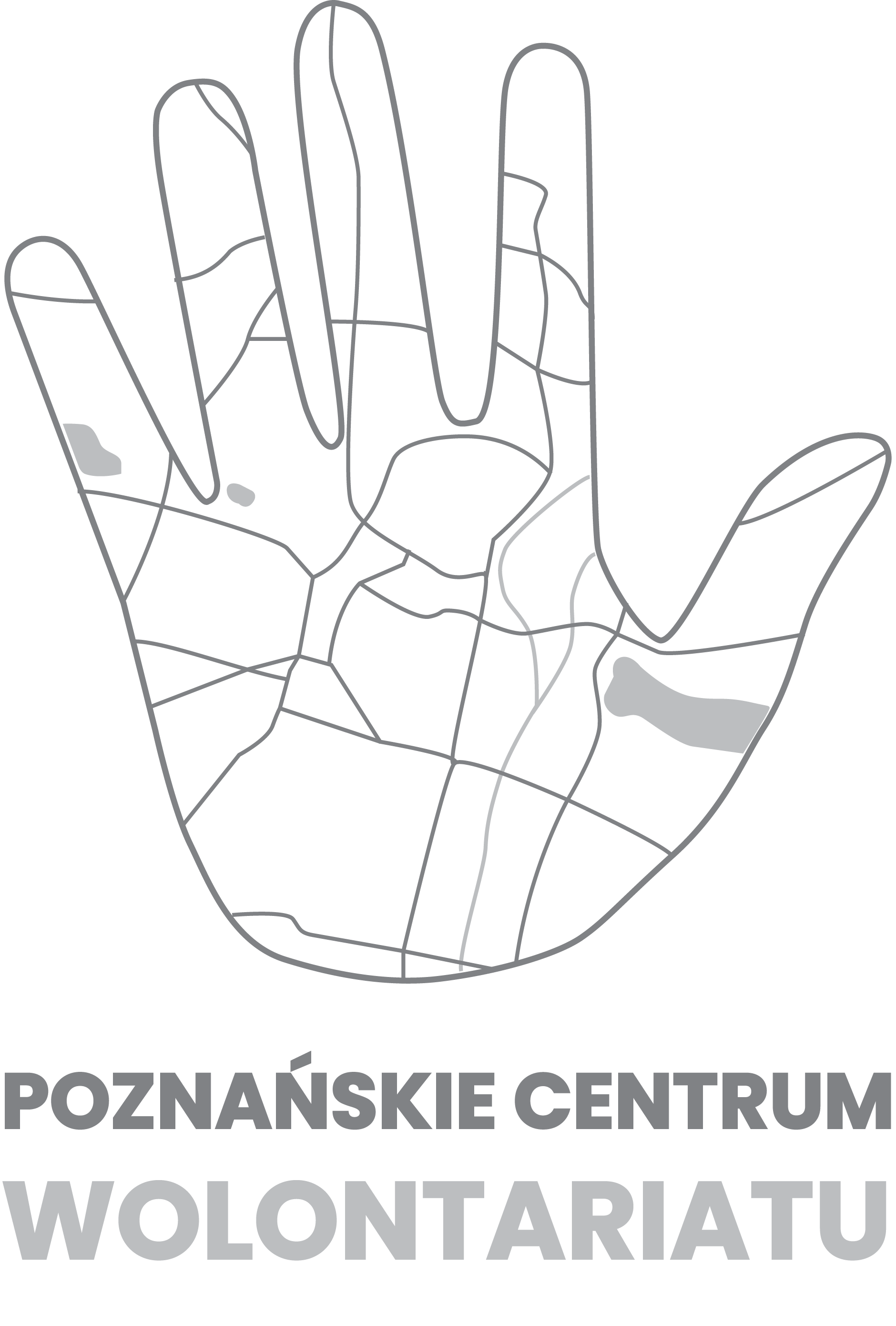 Logo Poznańskie Centrum Wolontariatu PCW achromatyczne