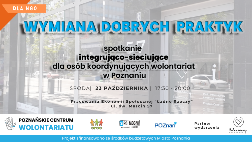 Grafika: wymiana dobrych praktyk. Spotkanie integrująco-sieciujące dla osób koordynujących wolontariat w Poznaniu. Środa 23 października godz 17:30-20:00