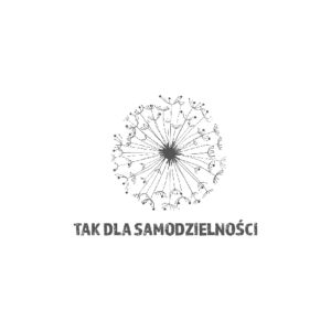 logo tak dla samodzielności - na białym tle dmuchawiec